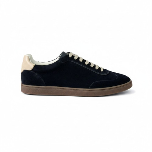 BRUNELLO CUCINELLI SUEDE MEN NAVY BLUE LOW TOP SNEAKERS (Ref BR-BLUE39-S-42497)
