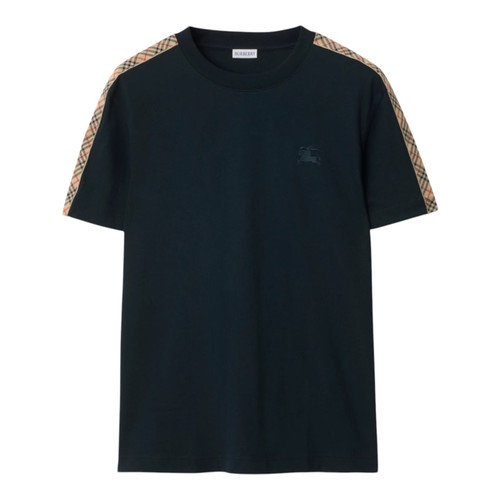 BURBERRY CHECK TRIM MEN NAVY BLUE COTTON T-SHIRT (Ref BU-SNAVY-T-40496)