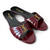 SAINT LAURENT BABYLONE EMBELLISHED GATHERED GLOSSED-LEATHER WOMEN BURGUNDY SLIDES (Ref SA-35-S-42611)