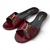 SAINT LAURENT BABYLONE EMBELLISHED GATHERED GLOSSED-LEATHER WOMEN BURGUNDY SLIDES (Ref SA-35-S-42611)