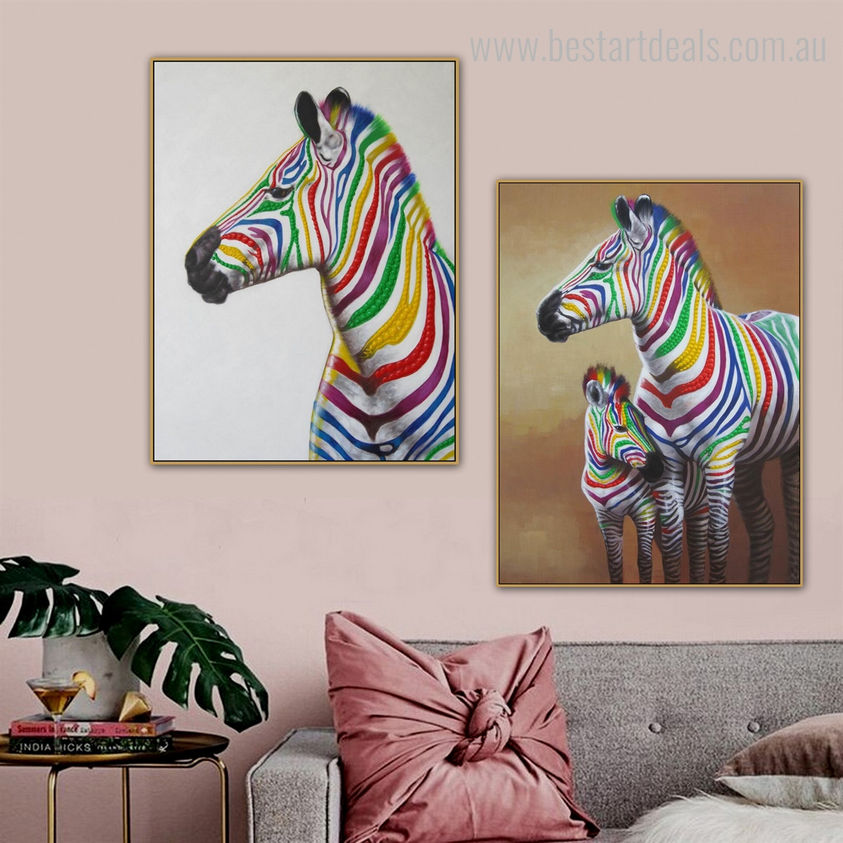 Motley Mare Animal Contemporary Framed Smudge Image Canvas Print for Room Wall Tracery