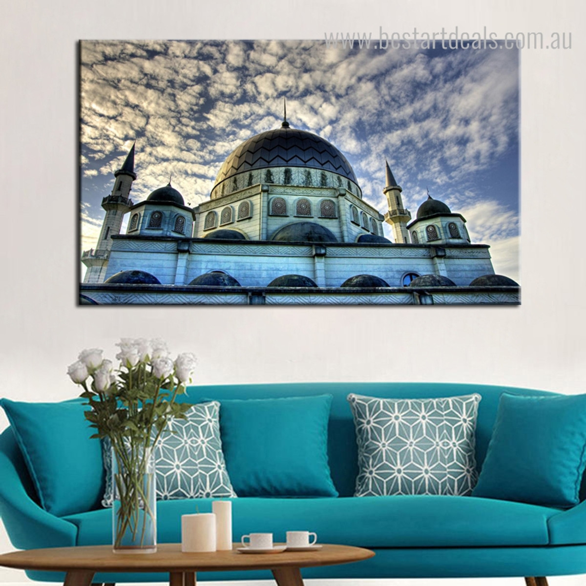 The Blue Mosque Islamic Religious Modern Framed Portraiture Photo Canvas Print for Room Wall Assortment