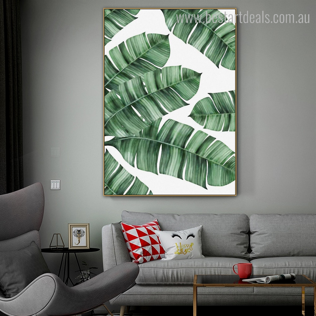 Banana Leaves Botanical Modern Nordic Framed Resemblance Picture Canvas Print for Room Wall Adornment