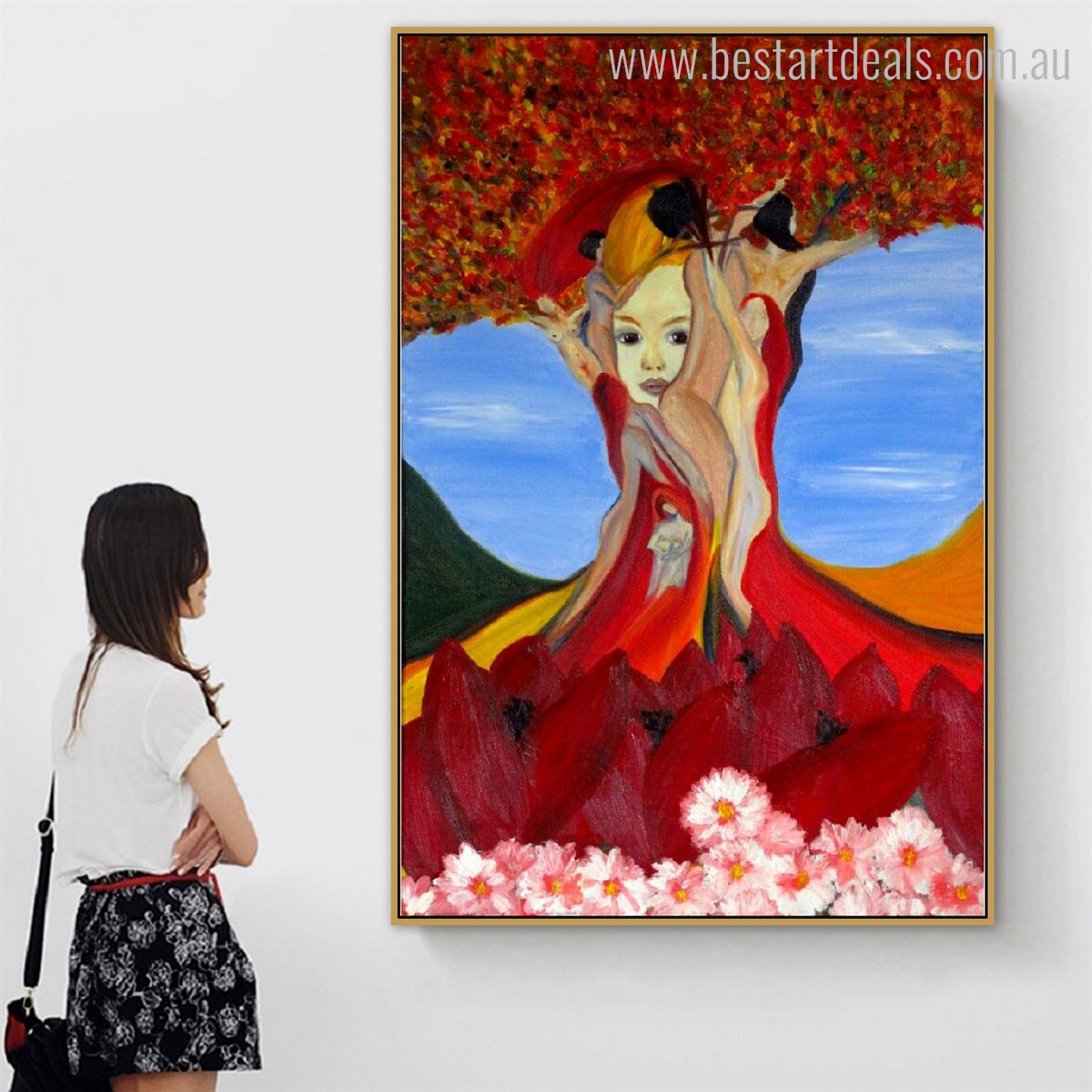 Imaginative Treetops Abstract Modern Framed Resemblance Image Canvas Print for Living Room Wall Moulding