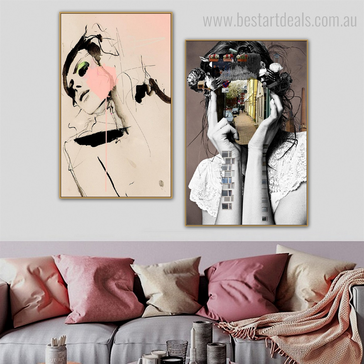 Delusive Visage Abstract Figure Modern Framed Scheme Picture Canvas Print for Room Wall Decor