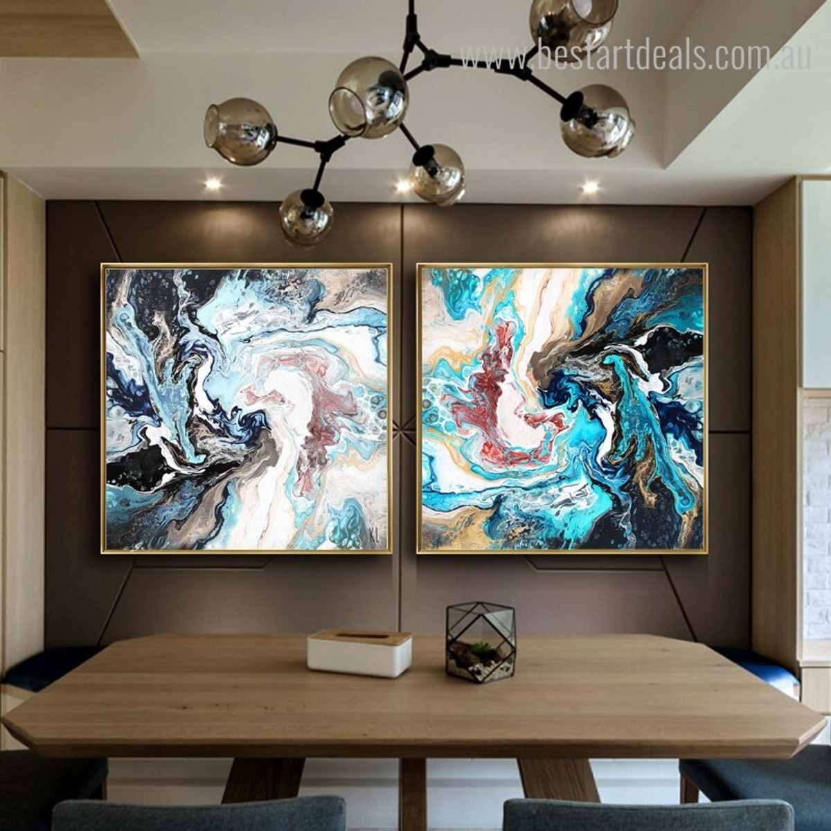 Blend Dye Abstract Contemporary Framed Smudge Photo Print for Dining Room Wall Adornment