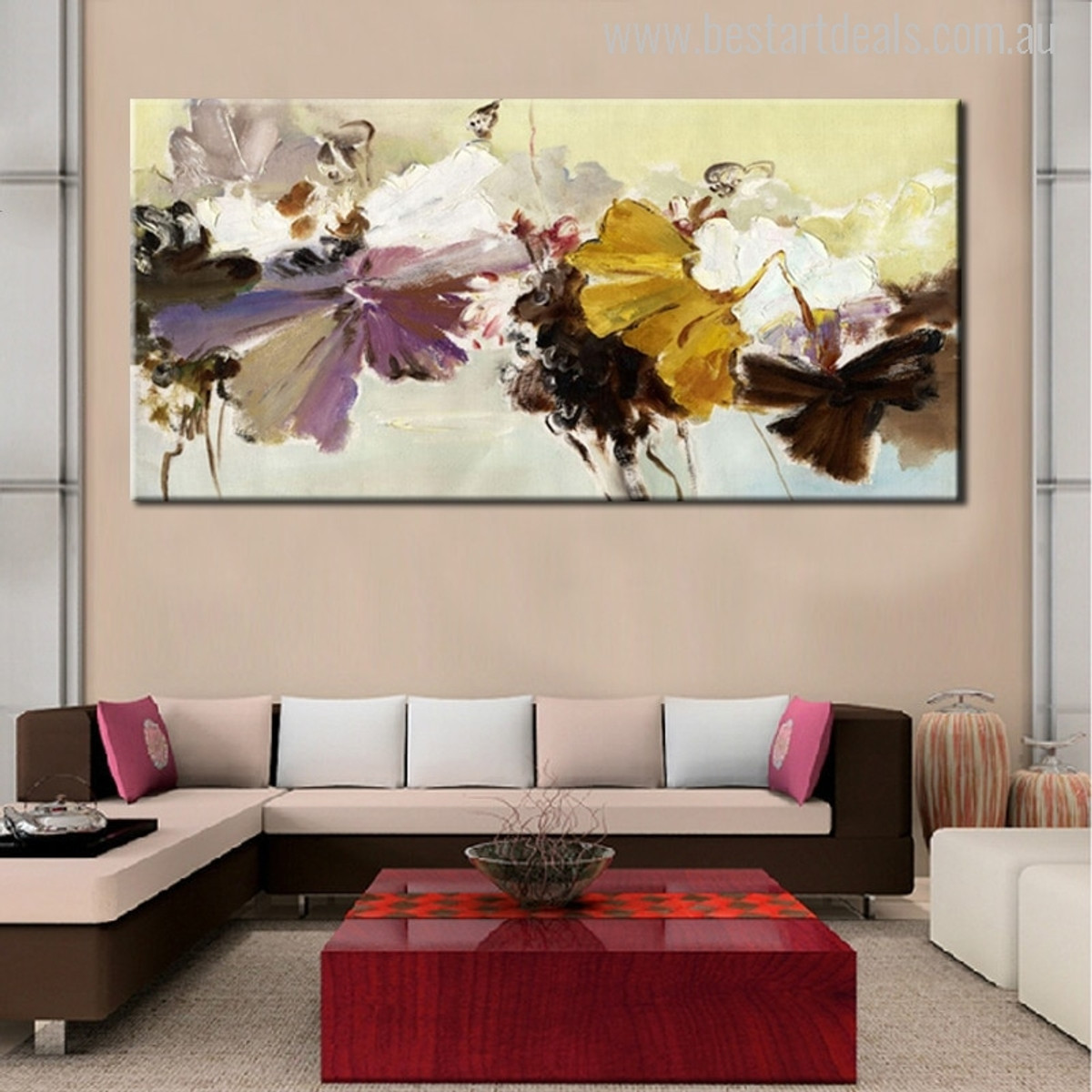 Modern Abstract Flower Bouquet Painting Print for Room Wall Décor.