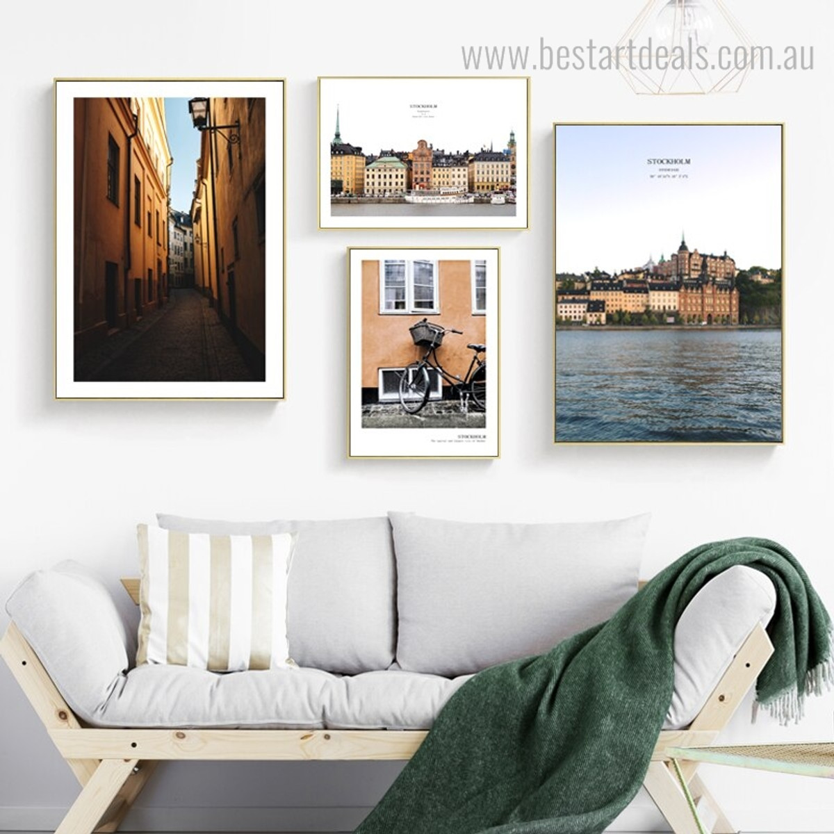 Sweden Cityscape Seascape Framed Effigy Image Canvas Print for Room Wall Ornament
