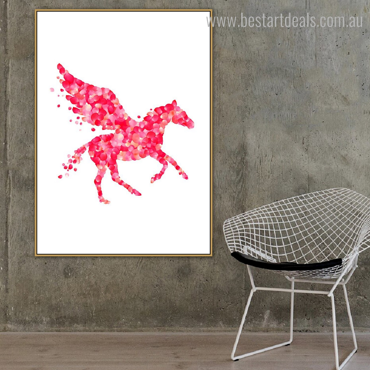 Flying Horse Animal Abstract Framed Effigy Picture Canvas Print for Lounge Room Wall Outfit