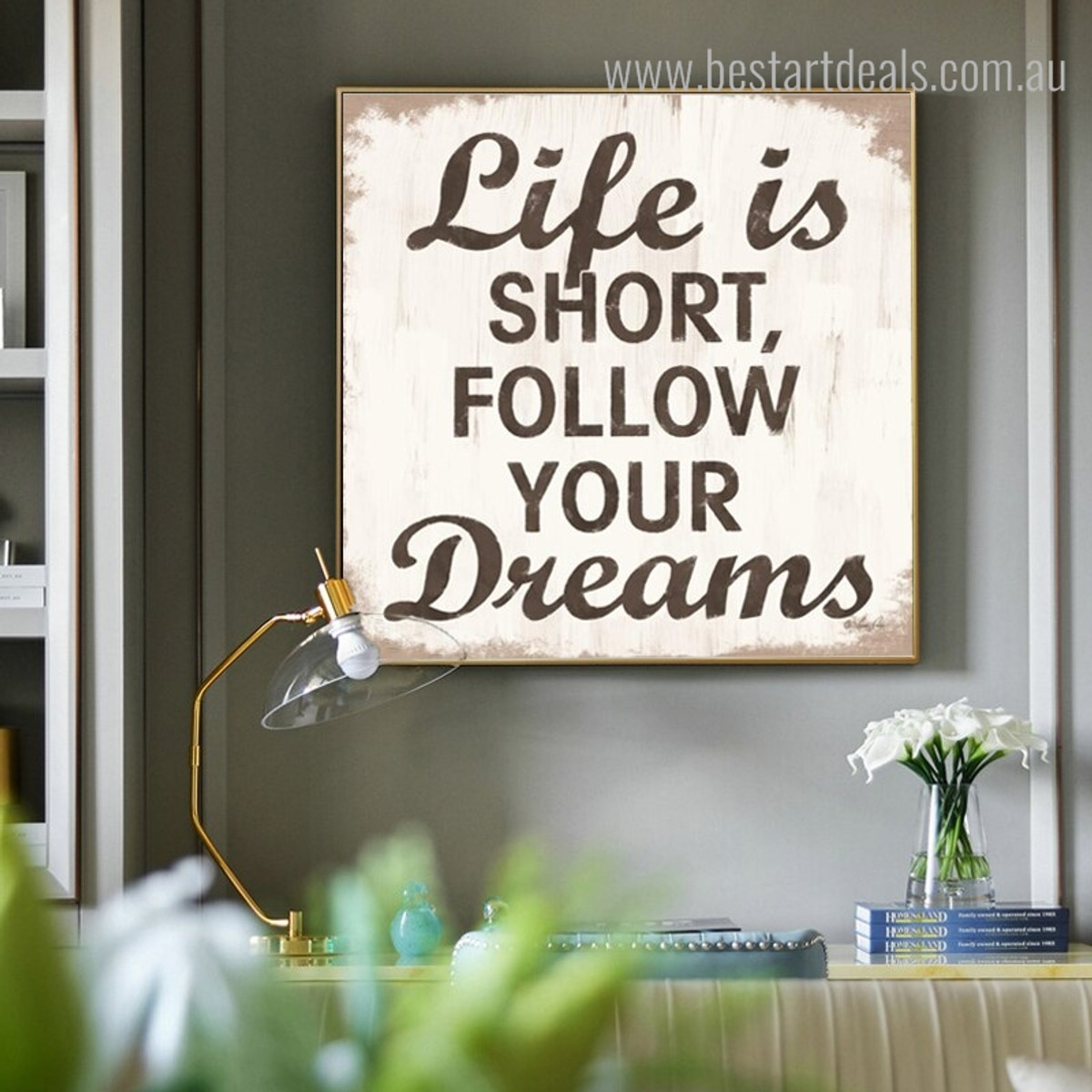 Short Life Typography Framed Painting Image Canvas Print for Room Wall Disposition