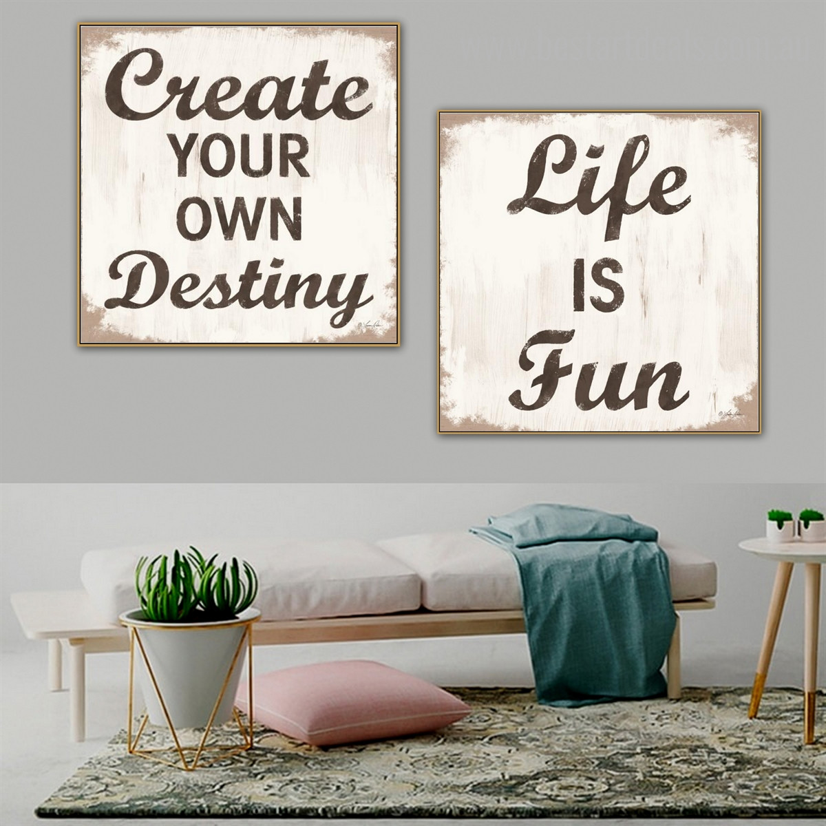 Create Destiny Typography Framed Painting Portrait Canvas Print for Room Wall Embellishment
