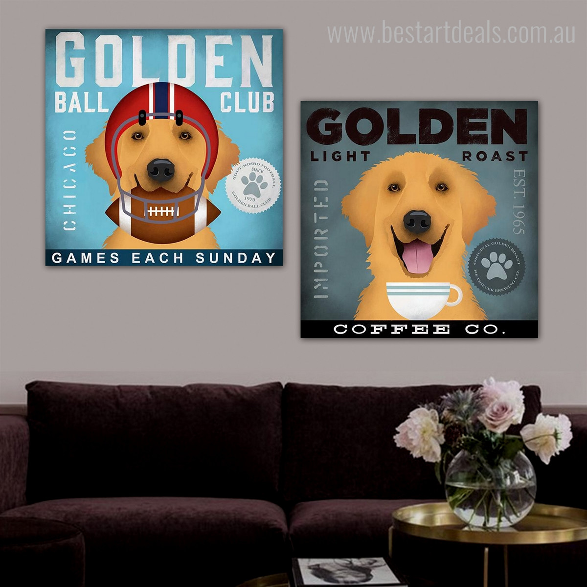 Golden Light Club Animal Typography Contemporary Framed Portraiture Photo Canvas Print for Wall Adornment