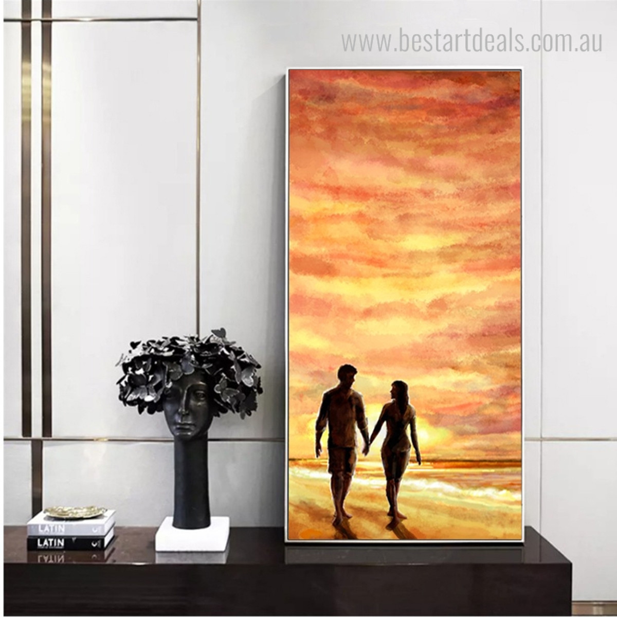 Lover Walk Landscape Nature Modern Framed Effigy Picture Canvas Print for Room Wall Embellishment