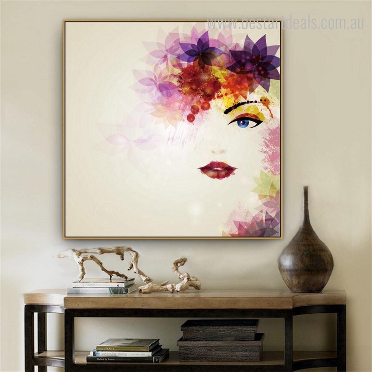 Woman Mouth Modern Abstract Framed Portraiture Image Canvas Print for Room Wall Decor