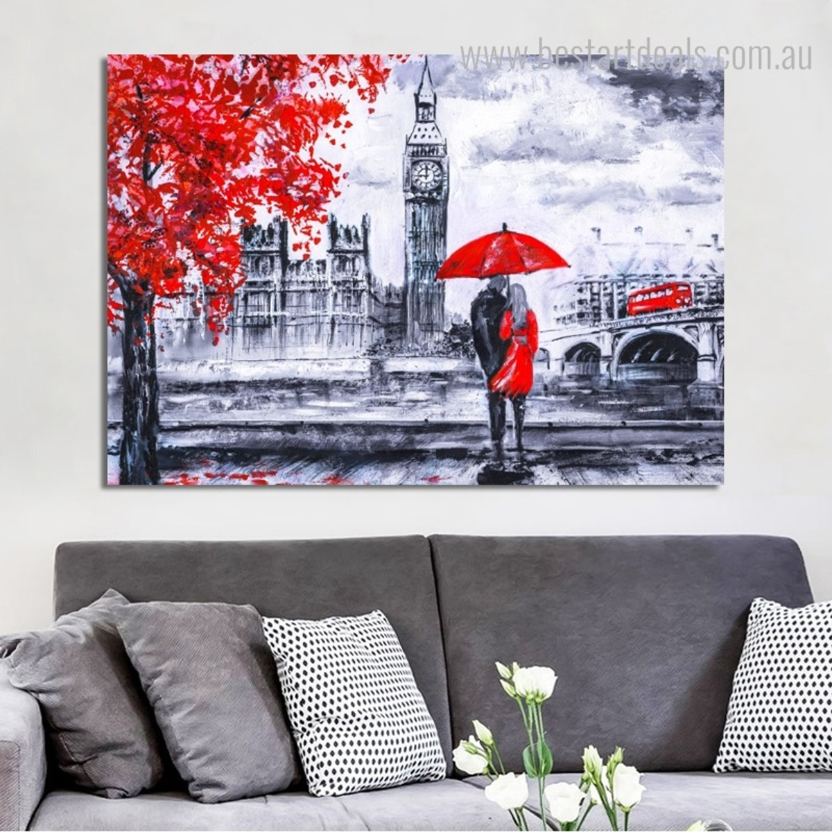 Two Lovers Abstract Landscape Modern Framed Painting Picture Canvas Print for Room Wall Decor