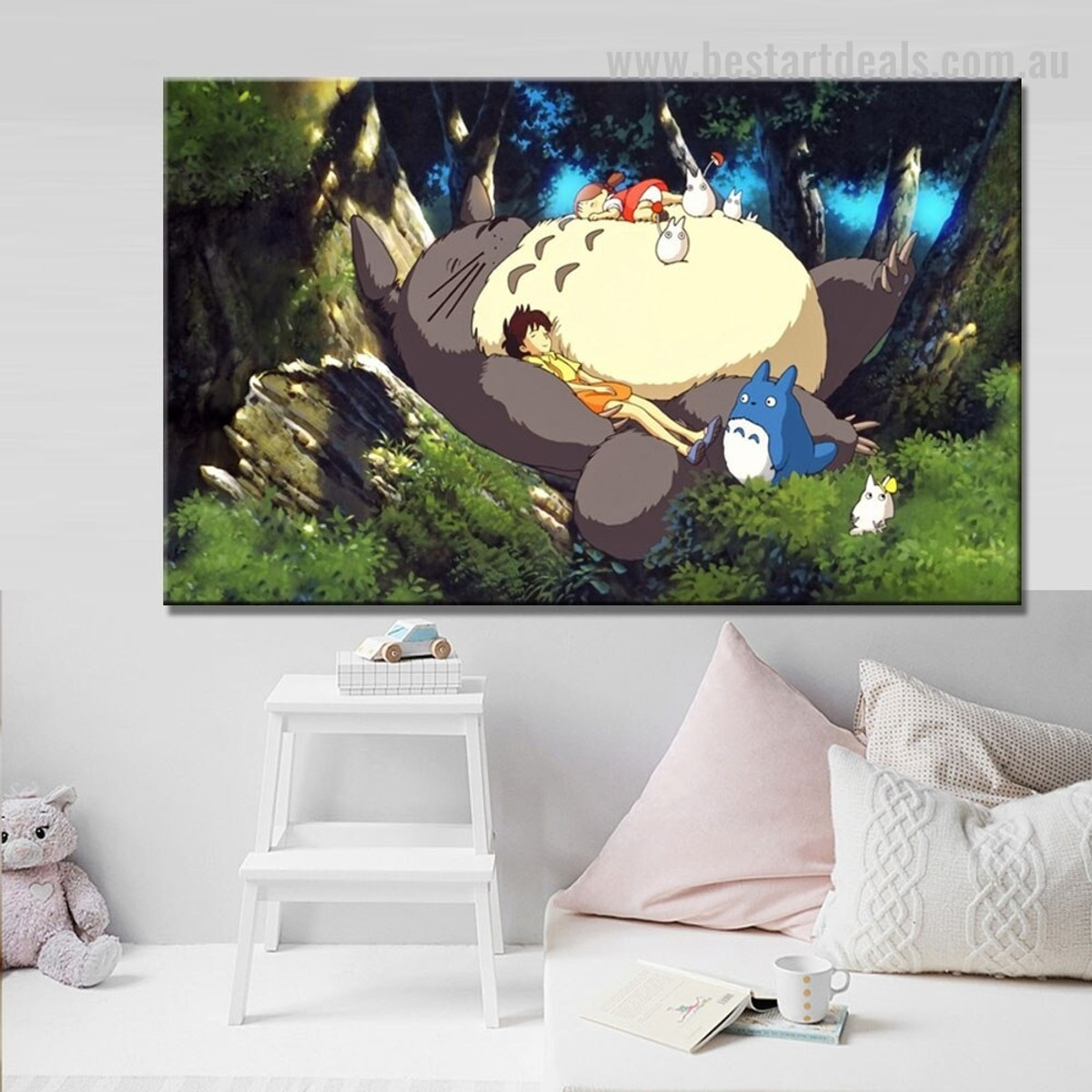 Neighbor Totoro Animated Kids Movie Framed Painting Photo Canvas Print for Room Wall Decoration