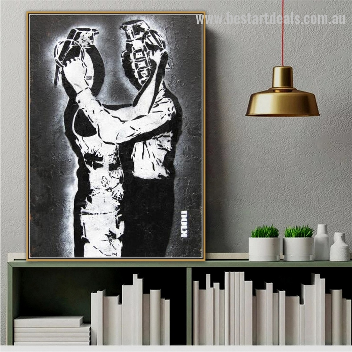 Two Human Abstract Graffiti Framed Artwork Pic Canvas Print for Room Wall Ornament