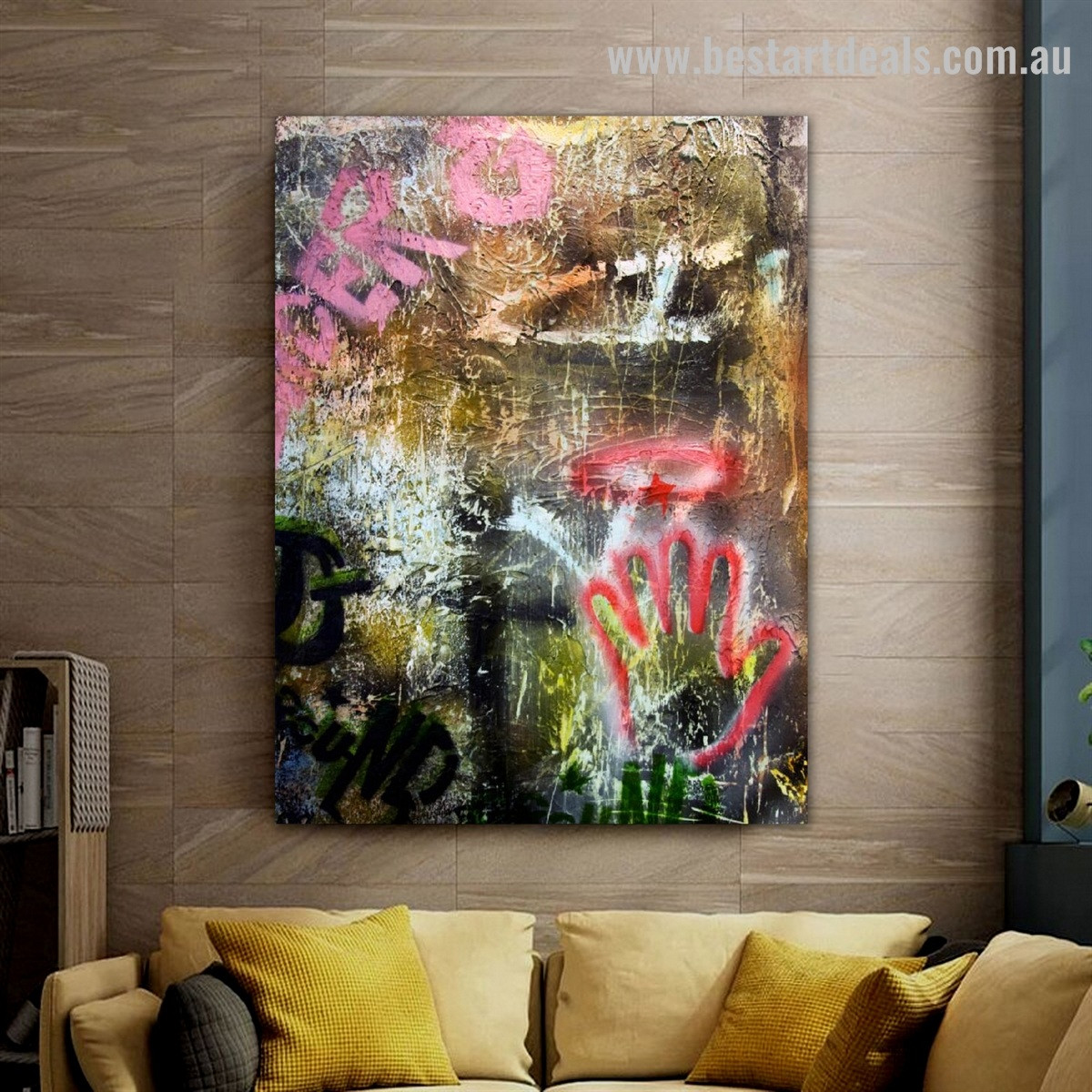 Dapple Hand Typography Abstract Graffiti Framed Painting Picture Canvas Print for Room Wall Finery