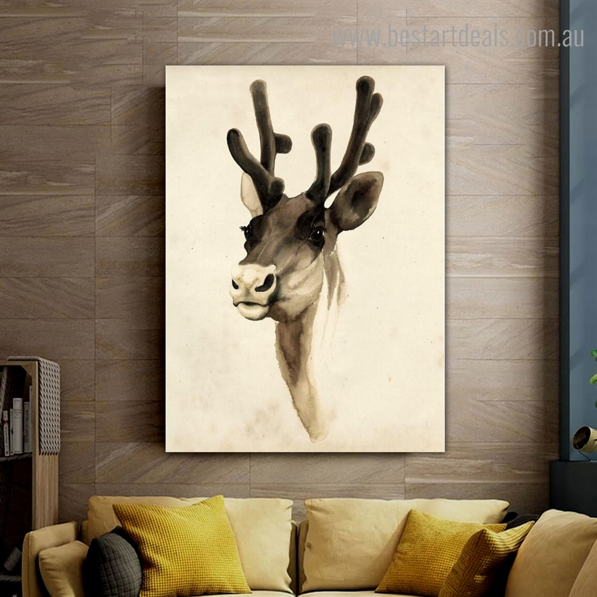 Cervid Animal Modern Framed Painting Photo Canvas Print for Room Wall Ornament