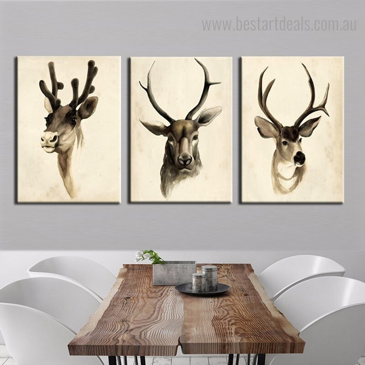 Horned Creature Contemporary Framed Artwork Photograph Canvas Print for Dining Room Wall Decor