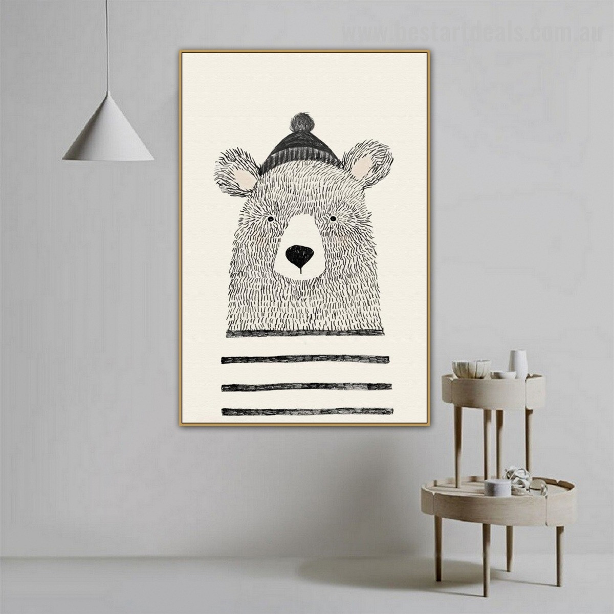 Lovely Bear Animal Kids Modern Framed Painting Image Canvas Print for Room Wall Finery