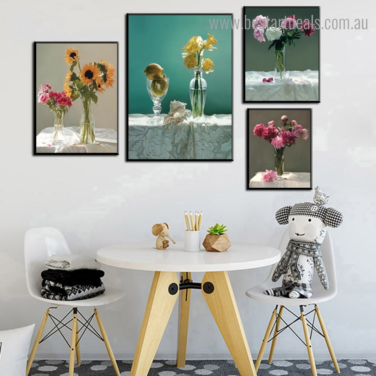 Glass Flowerpots Botanical Modern Framed Artwork Pic Canvas Print for Room Wall Decoration