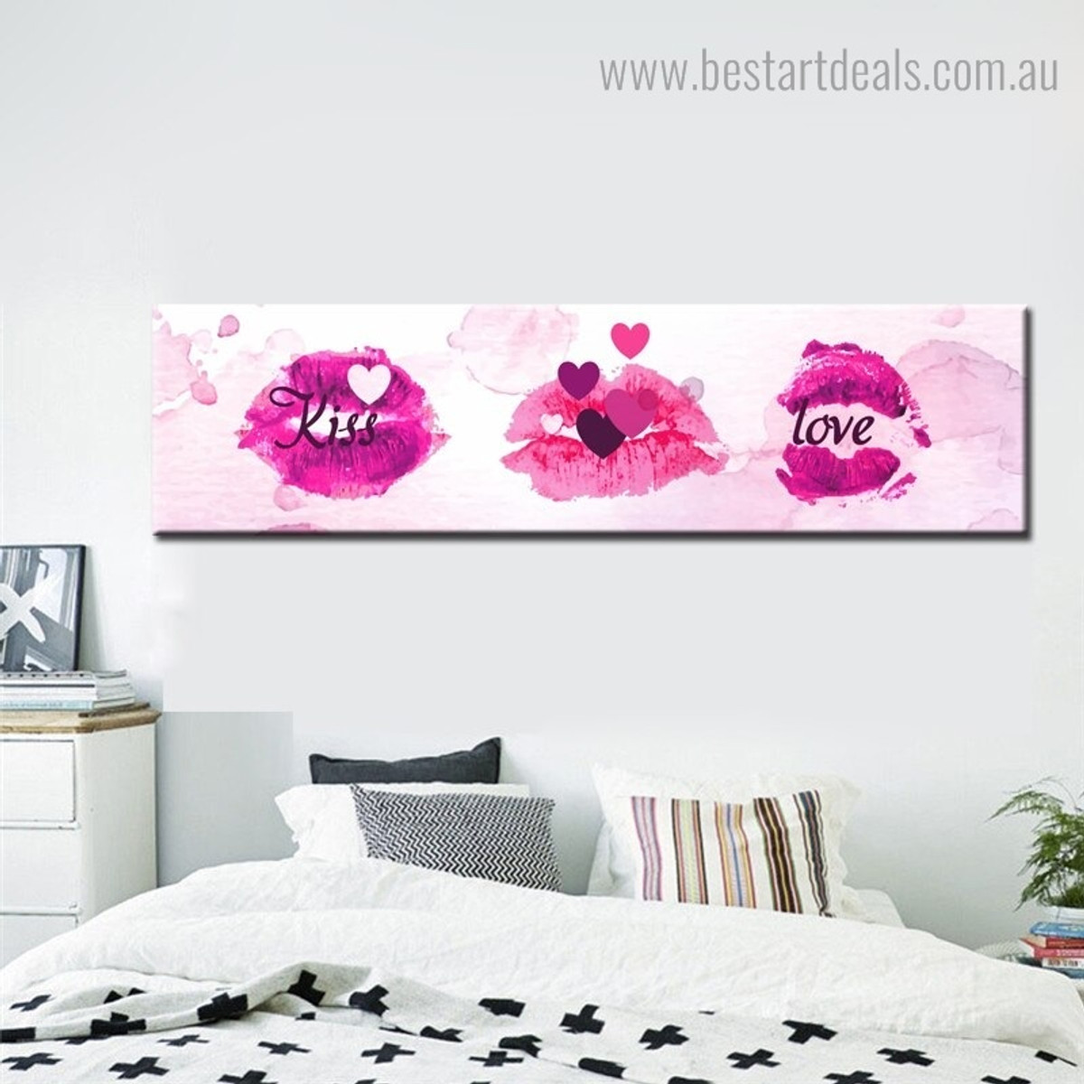 Lover Kiss Abstract Fashion Quote Modern Artwork Image Canvas Print for Room Wall Adornment