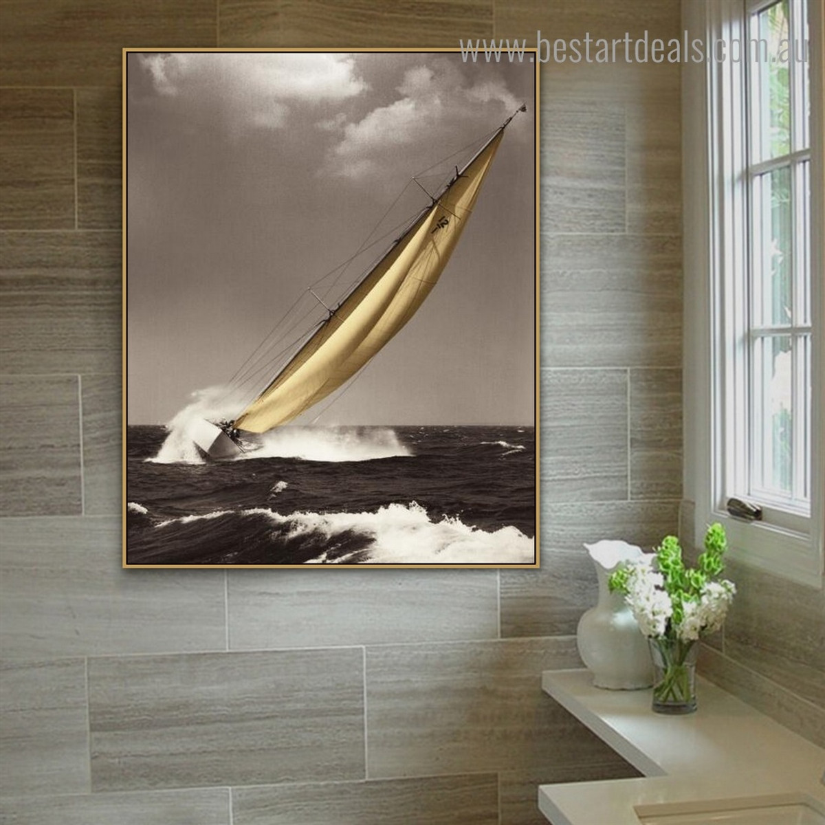 Deep Seascape Landscape Modern Framed Painting Picture Canvas Print for Room Wall Adornment