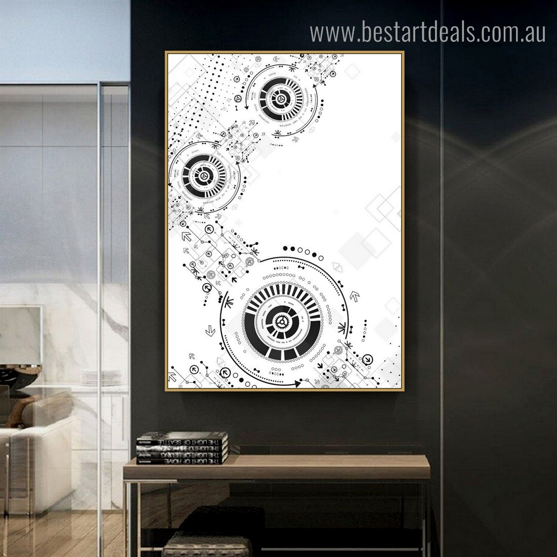 Setting Icon Abstract Geometric Modern Framed Artwork Image Canvas Print for Room Wall Getup