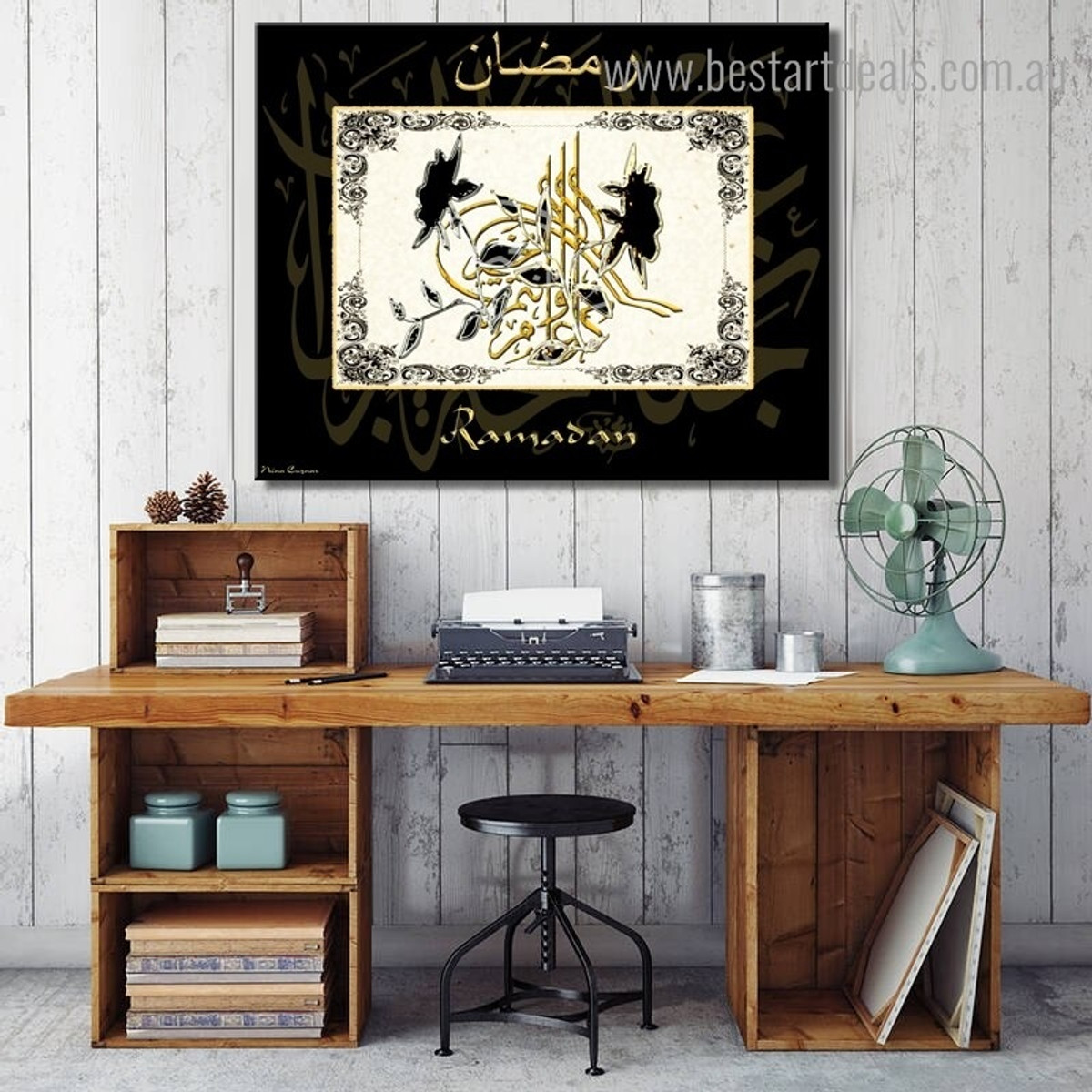 Ramadan Islamic Religious Calligraphy Quote Modern Framed Artwork Photo Canvas Print for Room Wall Getup