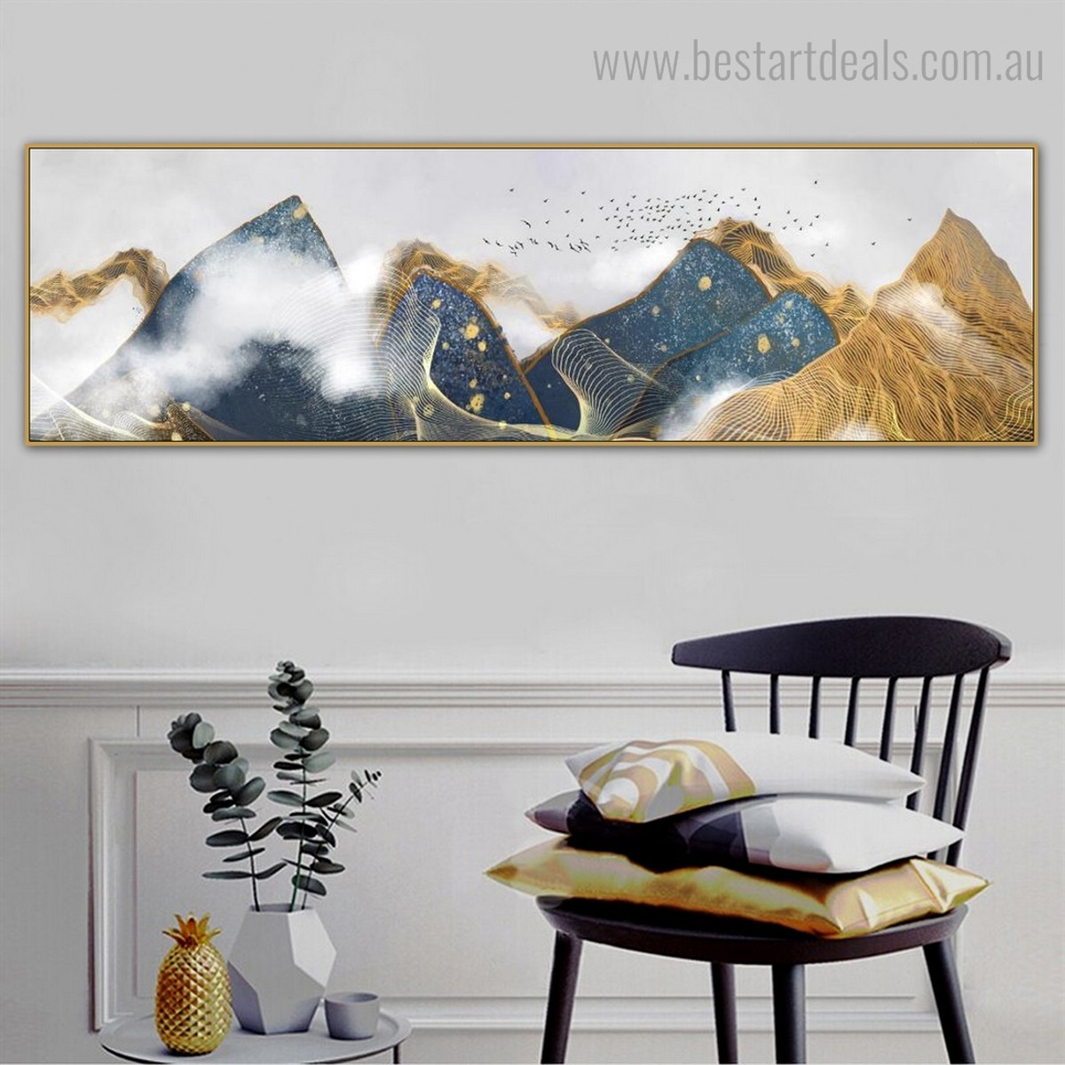 Foggy Mountain Landscape Modern Framed Painting Photo Canvas Print for Room Wall Disposition