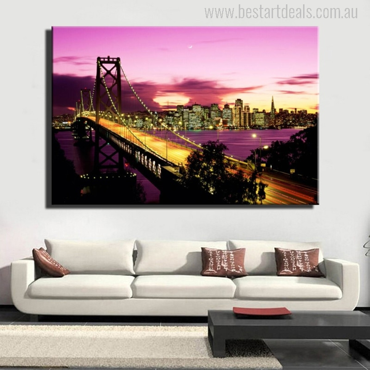 The San Francisco Bridge in Evening Picture Print for Room Wall Art