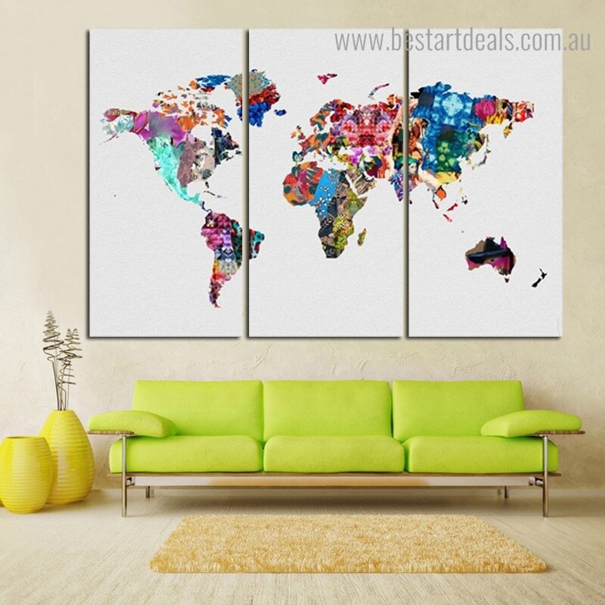 Dapple World Map Watercolor Modern Framed Artwork Photograph Canvas Print for Room Wall Garnish