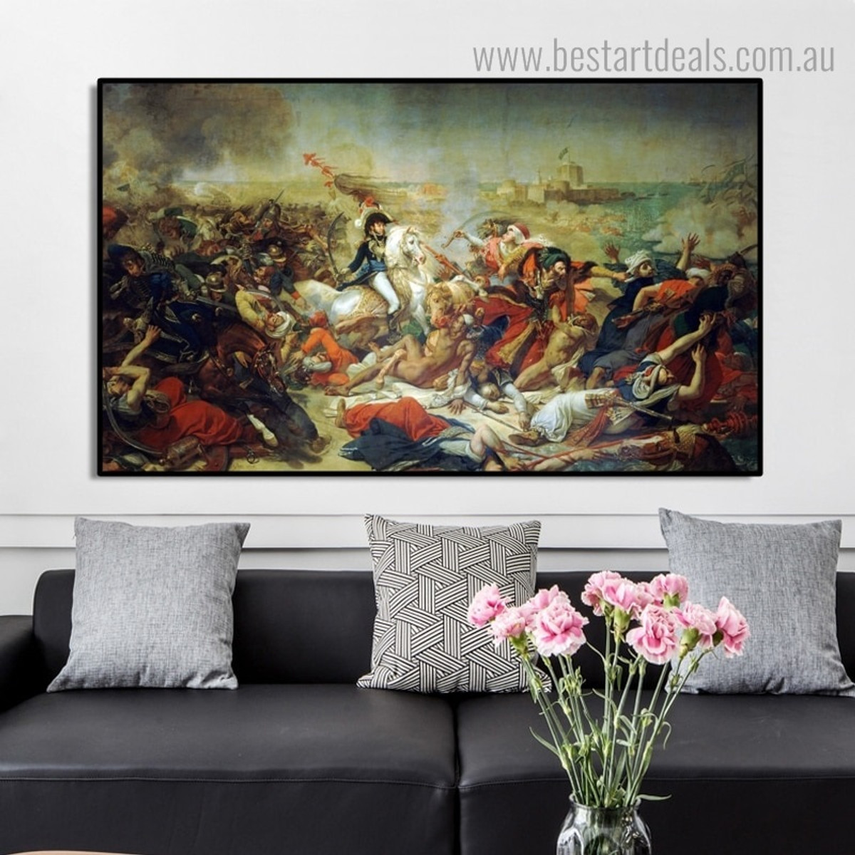 Battle of Abukir Antoine Jean Gros Reproduction Framed Portraiture Image Canvas Print for Room Wall Getup