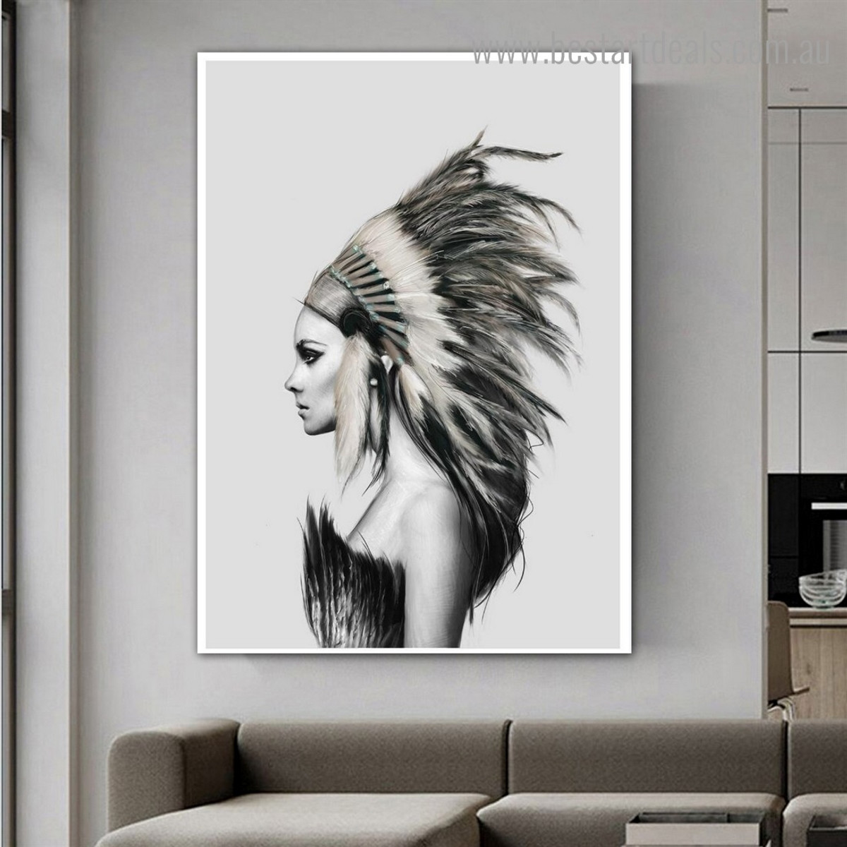 Tribal Lady Abstract Figure Contemporary Framed Painting Pic Canvas Print for Room Wall Ornament