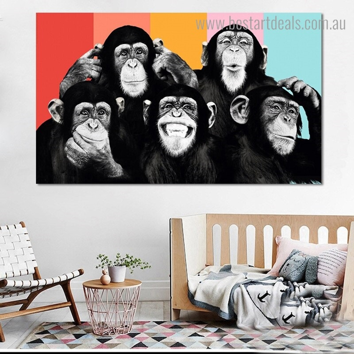 Cute Orangutans Animal Modern Framed Artwork Portrait Canvas Print for Room Wall Ornament