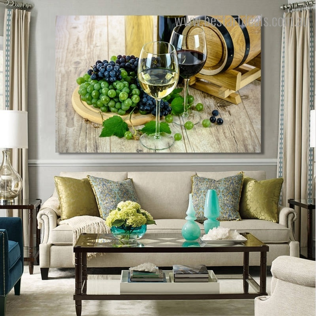 Grapes Wine Modern Still Life Framed Artwork Pic Canvas Print for Room Wall Ornament
