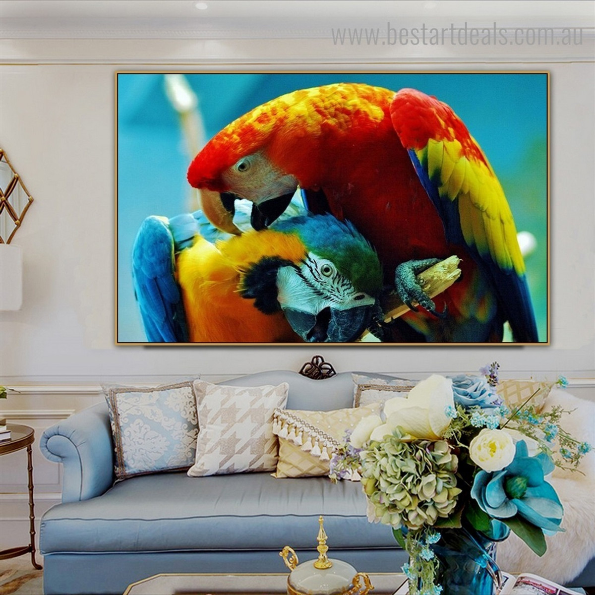 Scarlet Macaw Bird Modern Framed Painting Pic Canvas Print for Room Wall Onlay