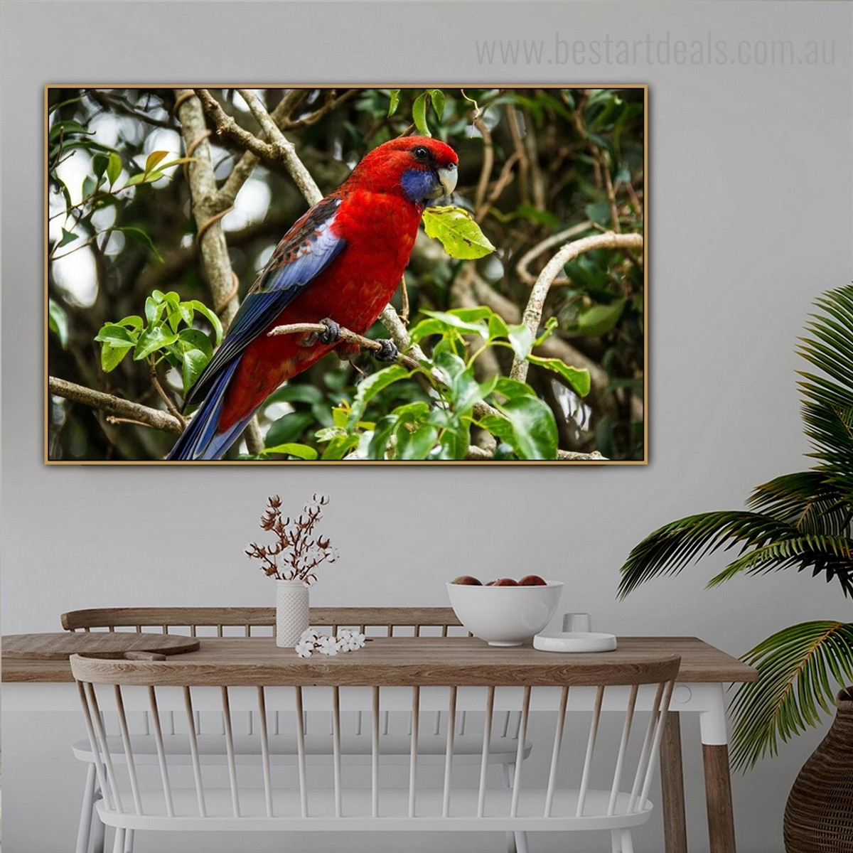 Violet Necked Lory Bird Modern Framed Painting Pic Canvas Print for Room Wall Outfit