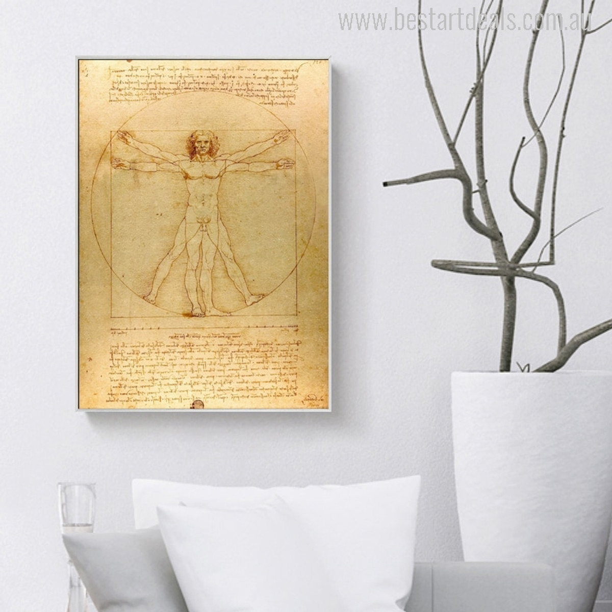 The Vitruvian Man is a Drawing Print for Room Decor