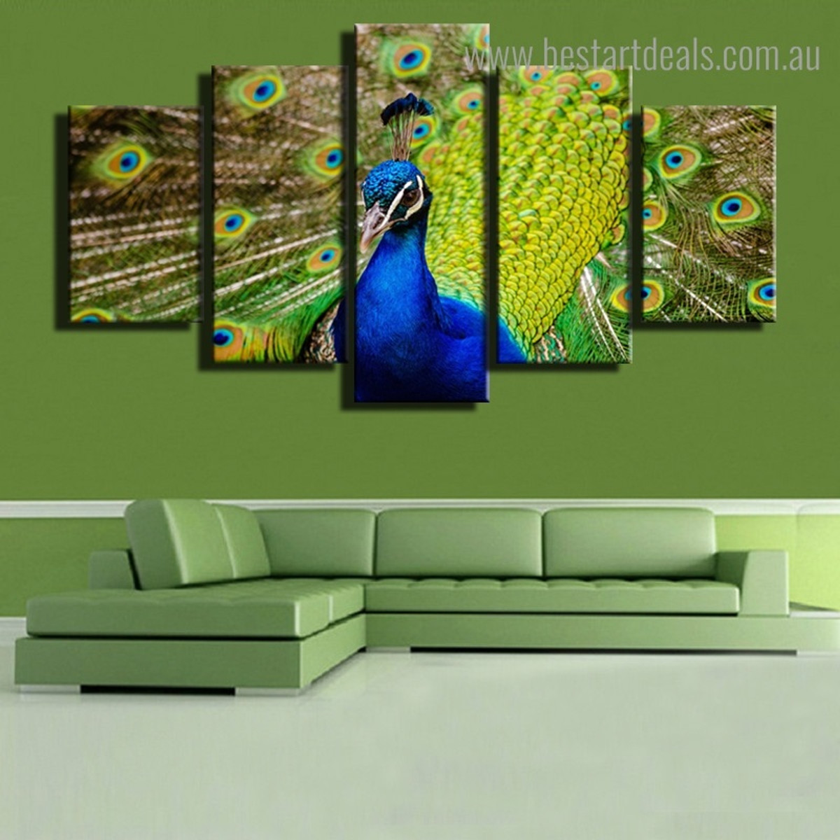 Peacock Spreads Tail Bird Modern Framed Painting Picture Canvas Print for Room Wall Flourish