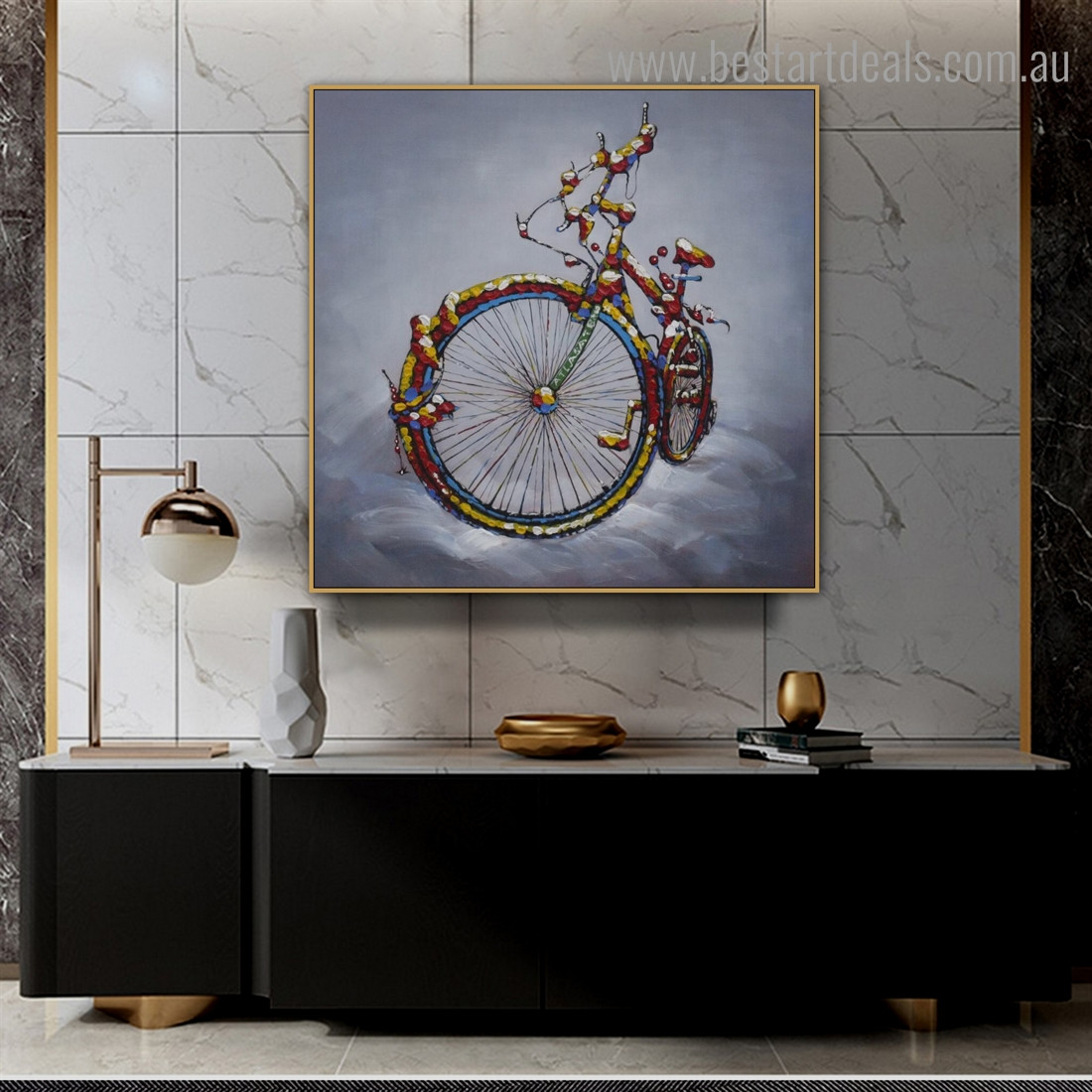 Cycle Front Abstract Modern Framed Painting Picture Canvas Print for Room Wall Decoration