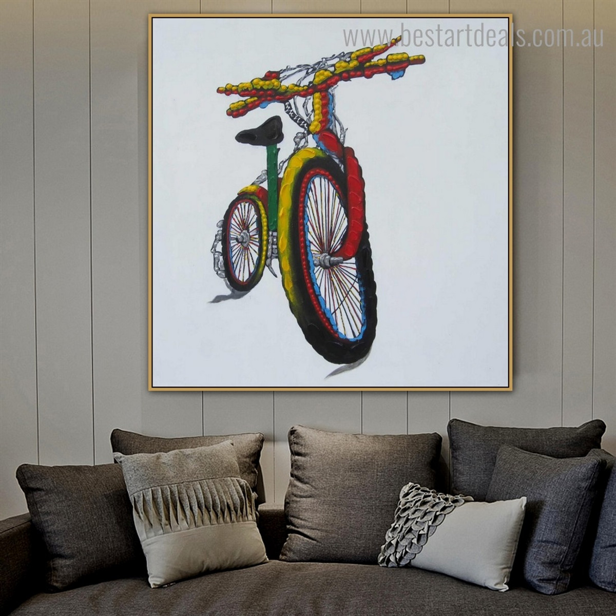 Motley Bike Abstract Modern Framed Painting Photograph Canvas Print for Room Wall Onlay