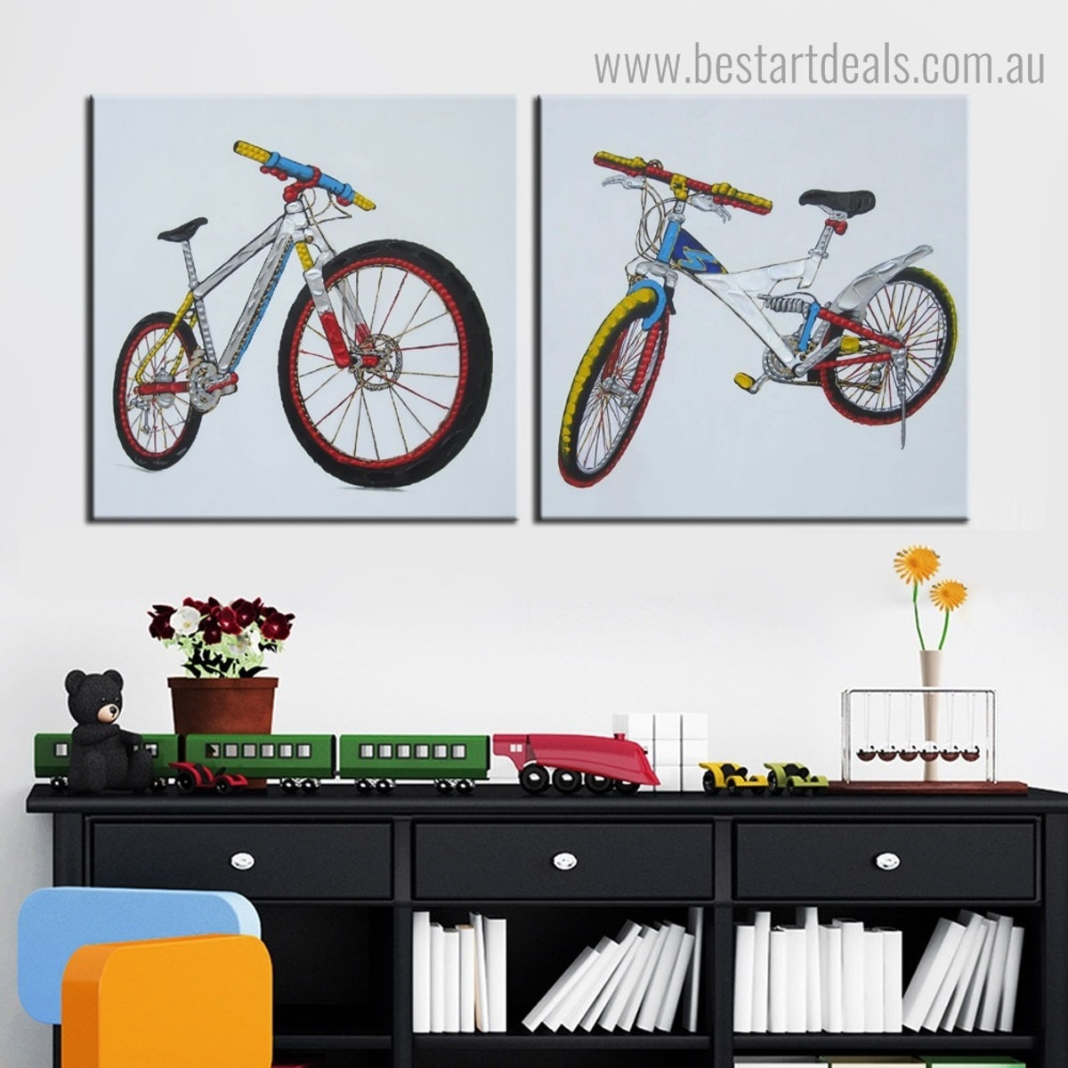 Dapple Push Bikes Abstract Framed Artwork Pic Canvas Print for Room Wall Getup