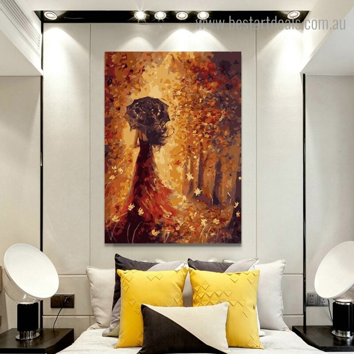 Flying Leaves Abstract Landscape Modern Framed Artwork Photo Canvas Print for Room Wall Assortment
