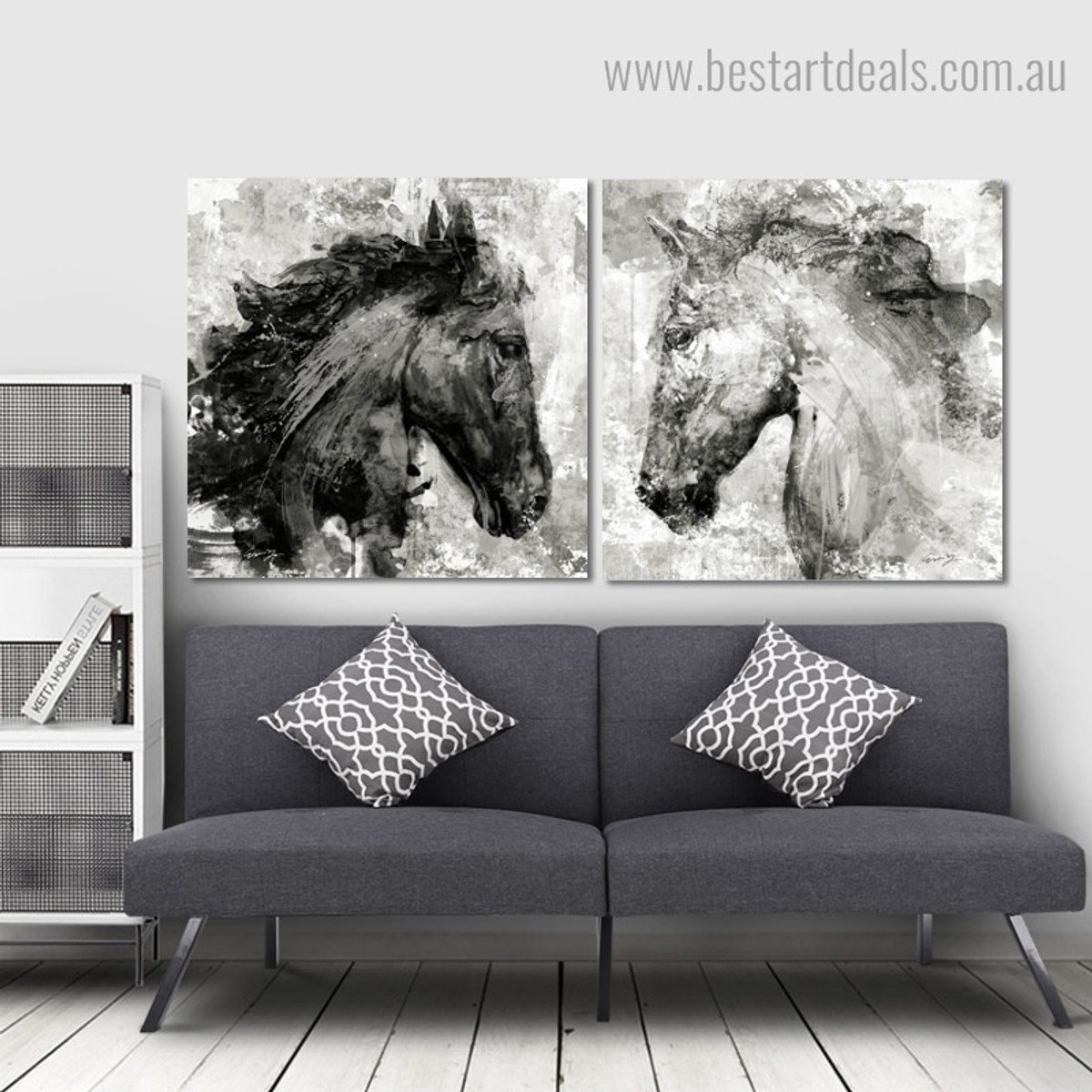 Horse Masks Abstract Animal Framed Artwork Pic Canvas Print for Wall Decoration
