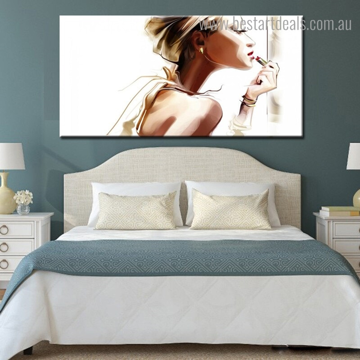 Pretty Girl Abstract Figure Framed Artwork Portrait Canvas Print for Room Wall Getup