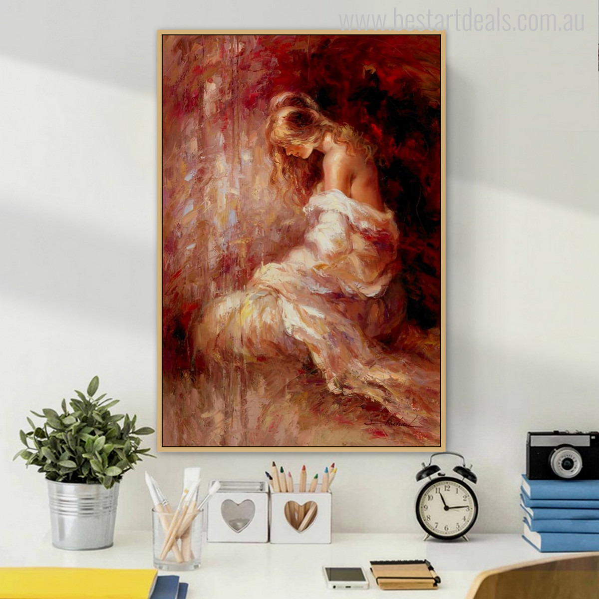 Half-Naked Girl Painting Print for Study Room Decor