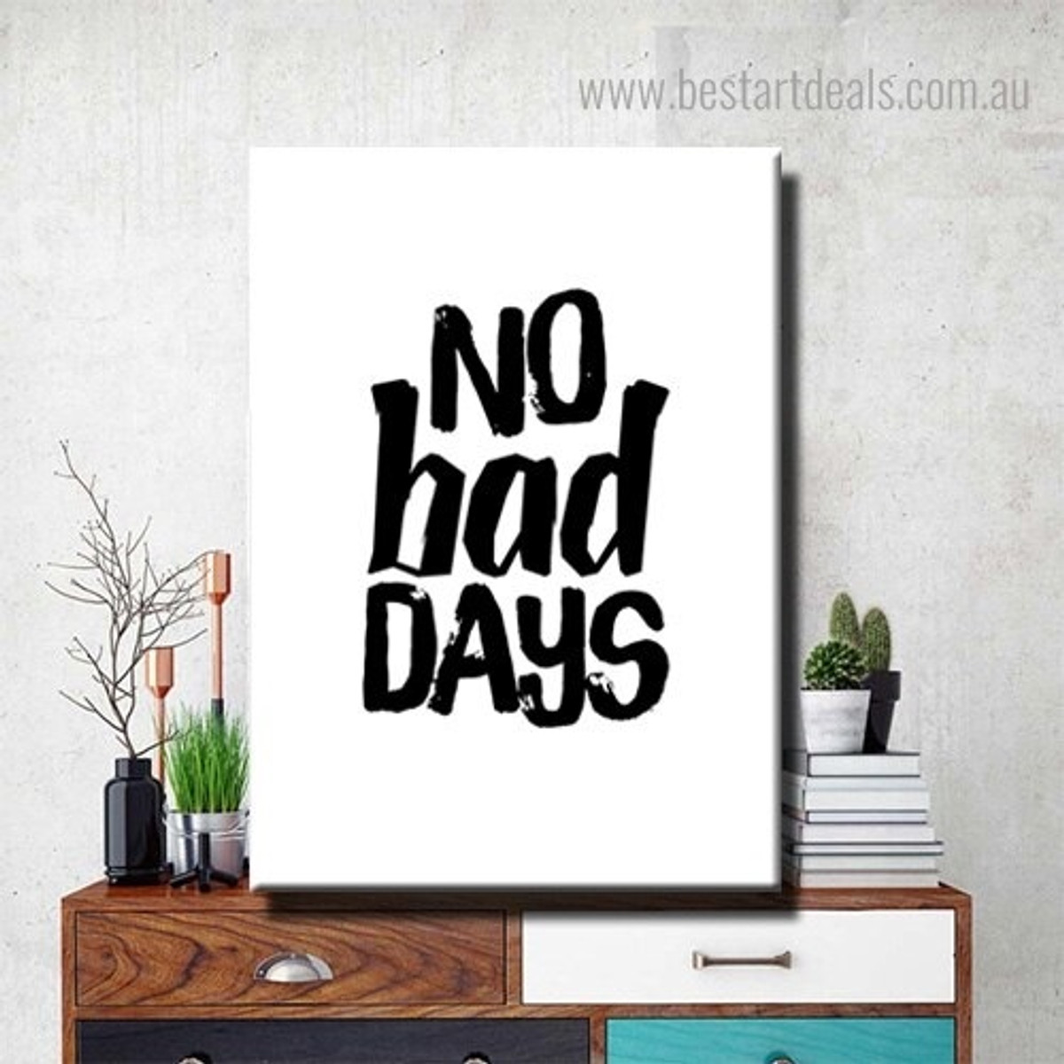 No Bad Days Quote Framed Painting Picture Canvas Print for Room Wall Drape