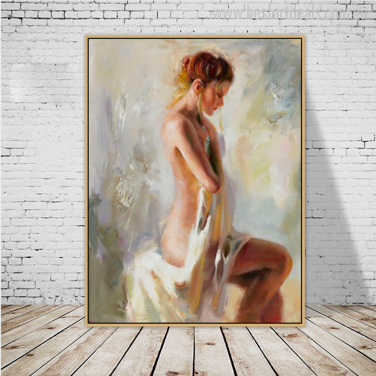 Half Nude Girl Elegant Watercolor Painting Print for Wall Decor